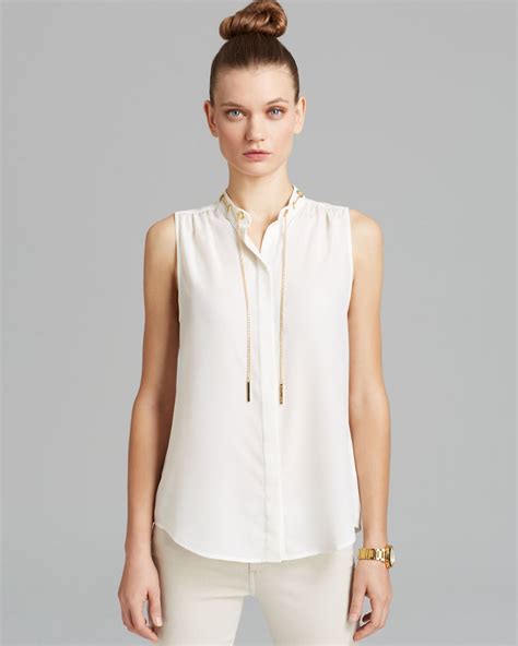 michael kors womens linen blouse real real|Michael Kors sleeveless tops.